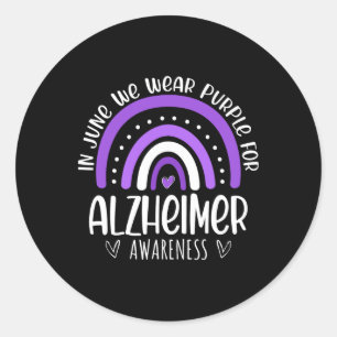 Rainbow In June We Wear Purple For Heimerheimer Aw Classic Round Sticker
