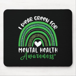 Rainbow In March We Wear Green Mental Health Aware Mouse Pad