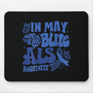 Rainbow In May We Wear Blue Als Awareness Month Ki Mouse Pad