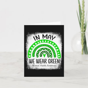 Rainbow In May We Wear Green Mental Health Awarene Card