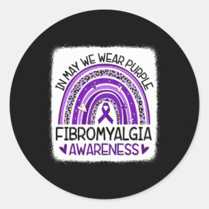 Rainbow In May We Wear Purple Fibromyalgia Awarene Classic Round Sticker
