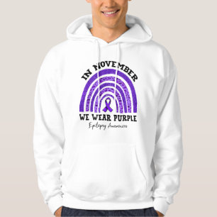 Rainbow In november we wear purple epilepsy awaren Hoodie