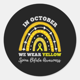 Rainbow In October We Wear Yellow Spina Bifida Awa Classic Round Sticker