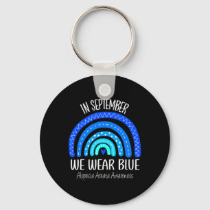 Rainbow In September We Wear Blue Alopecia Areata Key Ring