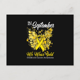 Rainbow In September We Wear Gold Childhood Cancer Announcement Postcard