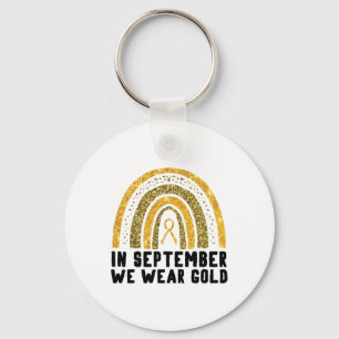 Rainbow In September We Wear Gold Childhood Cancer Key Ring