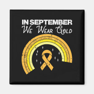 Rainbow In September We Wear Gold Childhood Cancer Magnet