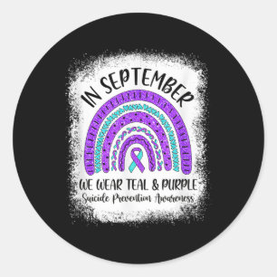 Rainbow In September We Wear Teal Purple Suicide P Classic Round Sticker