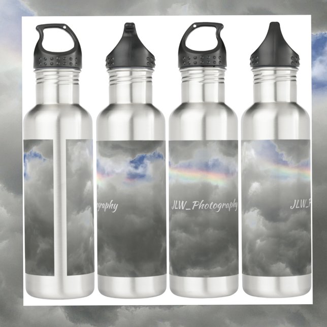 Rainbow in Storm Clouds Sky Grey 710 Ml Water Bottle (Creator Uploaded)