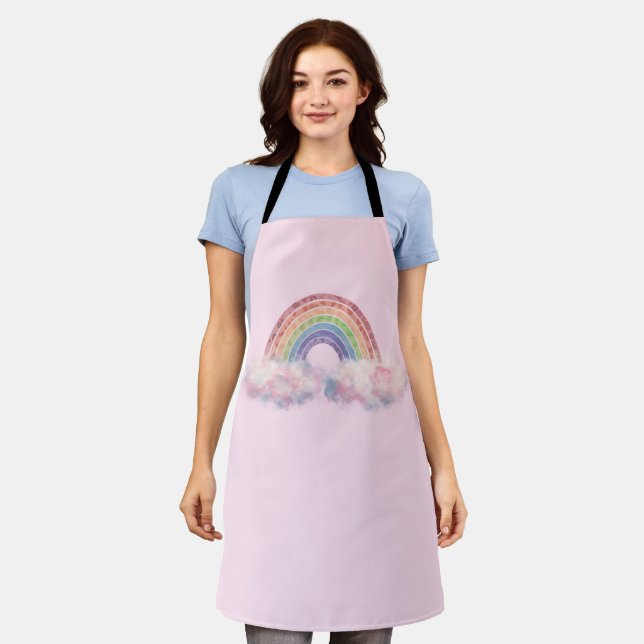 Rainbow in the Cloud Abstract pink Apron (Worn)
