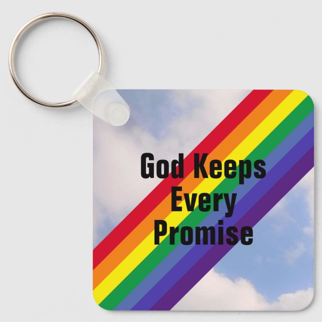 Rainbow in the Sky Inspirational Bible Verses Cute Key Ring (Front)