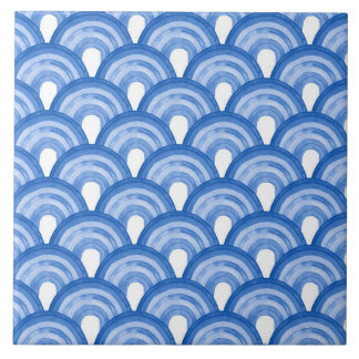 Rainbow in watercolor - blue pattern ceramic tile