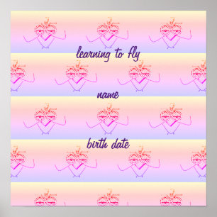 Rainbow Infant Baby Bird Learning To Fly Poster