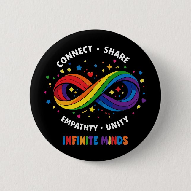 Rainbow Infinity Neurodiversity Symbol - Infinite  6 Cm Round Badge (Front)