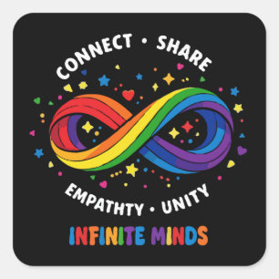Rainbow Infinity Neurodiversity Symbol - Infinite  Square Sticker