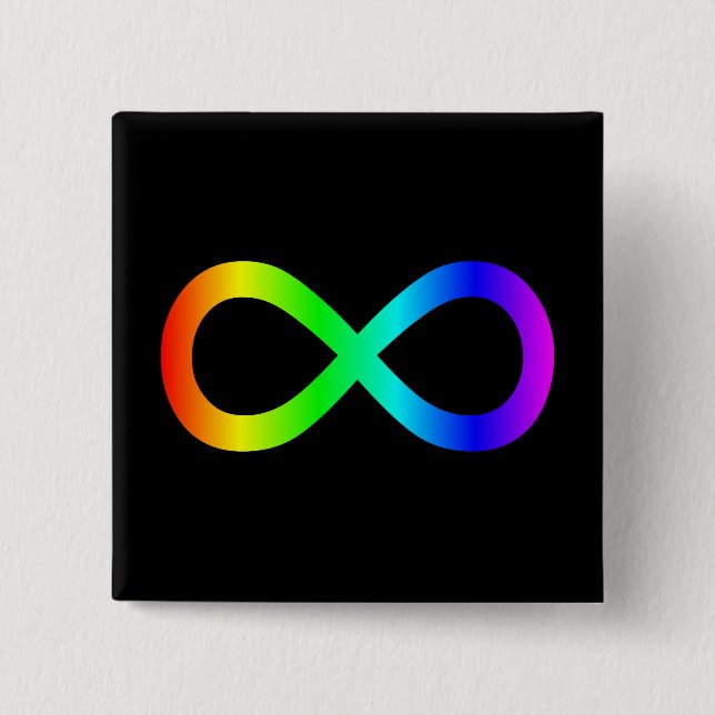 Rainbow Infinity Symbol 15 Cm Square Badge (Front)