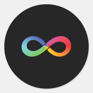 Rainbow Infinity Symbol Autism Awareness Neurodive Classic Round Sticker