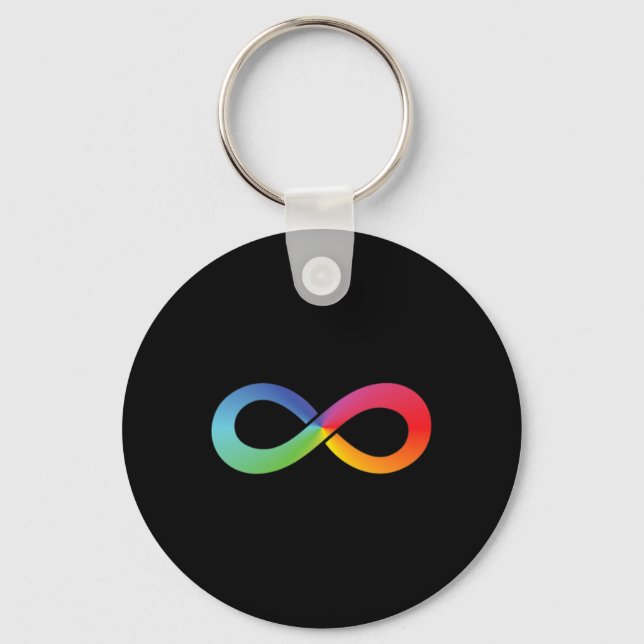 Rainbow Infinity Symbol Autism Awareness Neurodive Key Ring (Front)