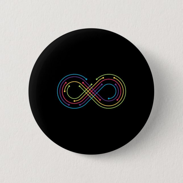 Rainbow Infinity Symbol Pride Autism Awareness Neu 6 Cm Round Badge (Front)