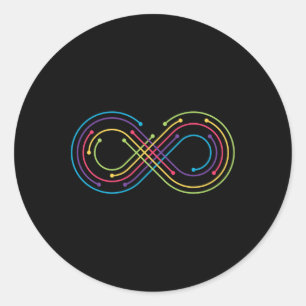 Rainbow Infinity Symbol Pride Autism Awareness Neu Classic Round Sticker