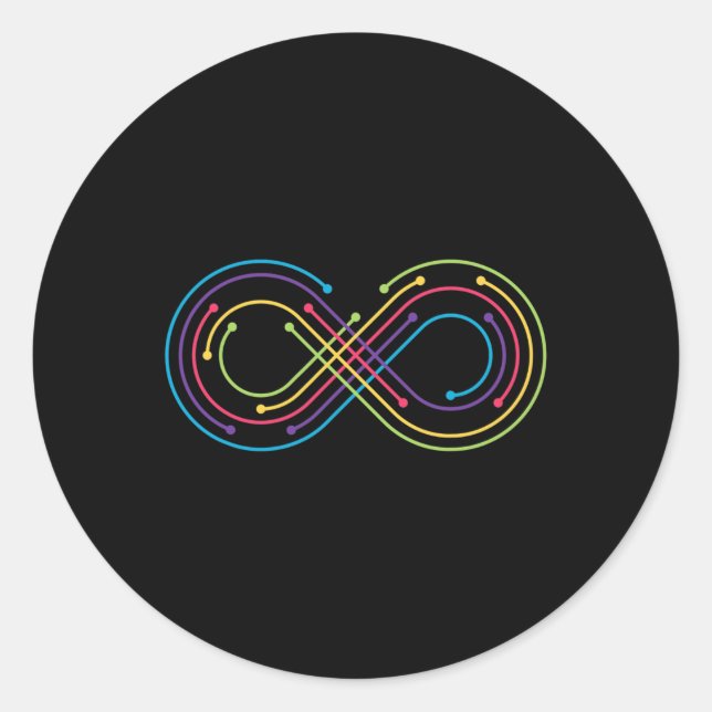 Rainbow Infinity Symbol Pride Autism Awareness Neu Classic Round Sticker (Front)