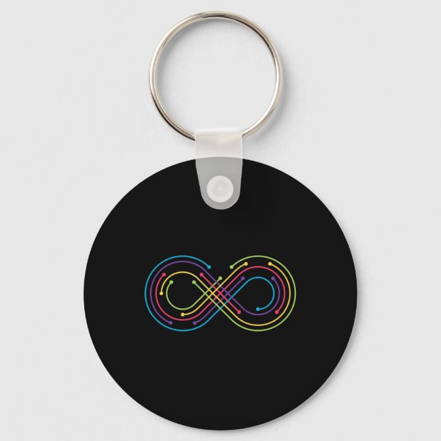 Rainbow Infinity Symbol Pride Autism Awareness Neu Key Ring (Front)