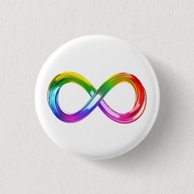 Rainbow Inifinity Symbol 3 Cm Round Badge (Front)