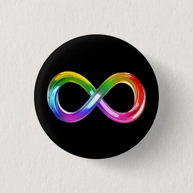 Rainbow Inifinity Symbol 3 Cm Round Badge (Front)
