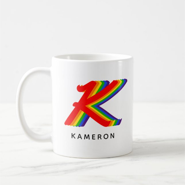  Rainbow Initial & Name Cool Stylish Modern Unique Coffee Mug (Left)