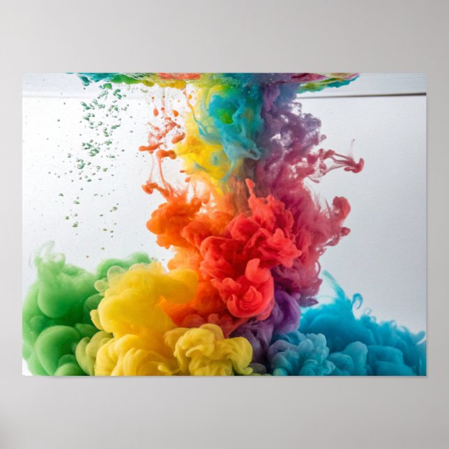 Rainbow Ink Cascade in Water Poster (Front)