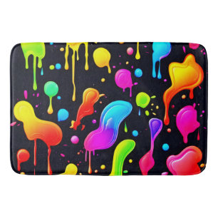 Rainbow Ink Paint Splashes Bath Mat