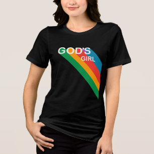Rainbow Inspirational God's Girl Christian Tri-Blend Shirt