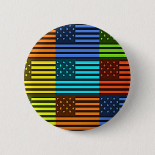 Rainbow-Inspired American Motif Flag Design 6 Cm Round Badge