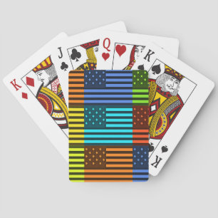 Rainbow-Inspired American Motif Flag Design Playing Cards