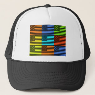 Rainbow-Inspired American Motif Flag Design Trucker Hat