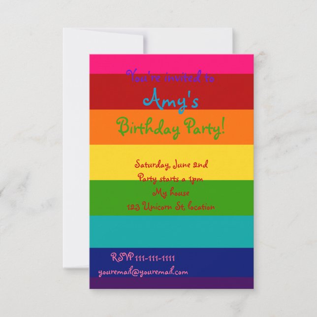 Rainbow invitation (Front)
