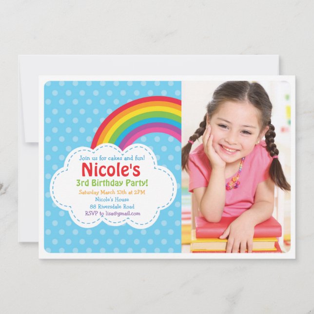 Rainbow Invitation / Rainbow Birthday Invitation (Front)