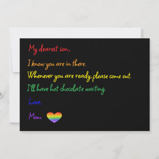 Rainbow Invitation to Coming Out To Son from Mum