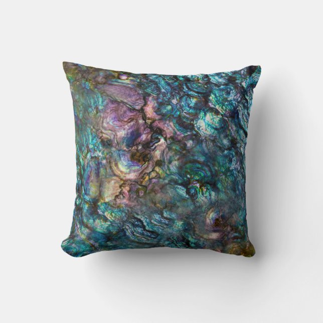 Rainbow Iridescent Abalone Sea Shell Cushion (Front)
