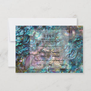 Rainbow Iridescent Abalone Sea Shell RSVP reply Card
