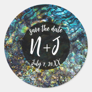 Rainbow Iridescent Abalone Sea Shell Wedding   Classic Round Sticker