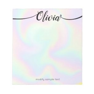 Rainbow Iridescent  Handwritten Script Calligraphy Notepad