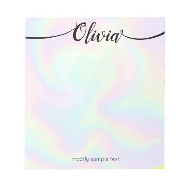 Rainbow Iridescent  Handwritten Script Calligraphy Notepad (Front)
