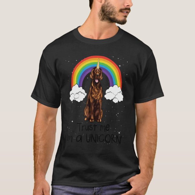 Rainbow Irish Setter Trust Me I'm A Unicorn Dog T-Shirt (Front)
