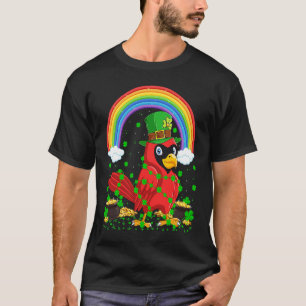 Rainbow Irish Shamrock Cardinal Bird St Patrick's  T-Shirt