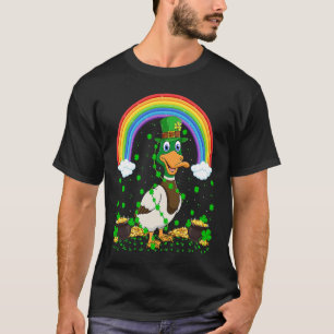 Rainbow Irish Shamrock Duck Bird St Patrick's Day T-Shirt
