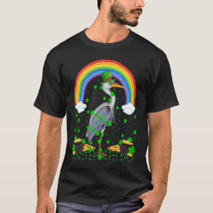 Rainbow Irish Shamrock Heron Bird St Patrick's Day T-Shirt