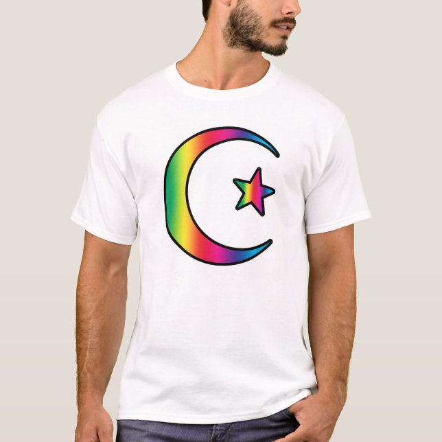Rainbow Islamic Star and Crescent T-Shirt (Front)