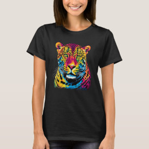 Rainbow Jaguar Big Cat Lover Print Graphic Abstrac T-Shirt