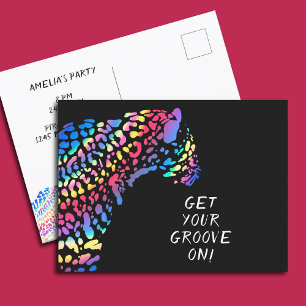 Rainbow Jaguar Party Invitation Postcard